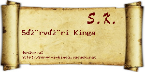 Sárvári Kinga névjegykártya