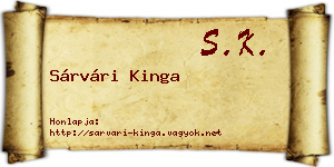 Sárvári Kinga névjegykártya